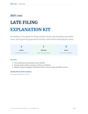 Cover of the Late Filing Explanation Kit