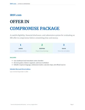 Cover of the Offer in Compromise Package